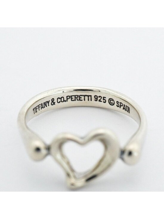 Pre-Owned Tiffany & Co Sterling Silver Elsa Peretti Open  Tiffany & Co Ring Open Heart 925 Sterling Silver